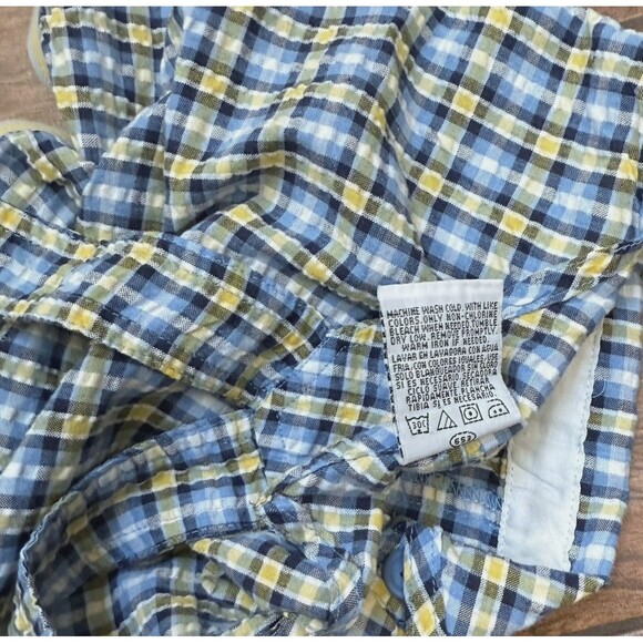 *Vintage Baby Boy Overalls 6-9M Blue Yellow Plaid Lil Builder Construction Theme - Picture 9 of 9